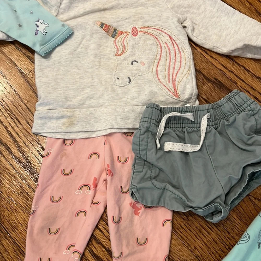 UNICORN SET - CARTERS 9M - PAJAMAS, OUTFIT, and JACKET WITH UNICORN HORN